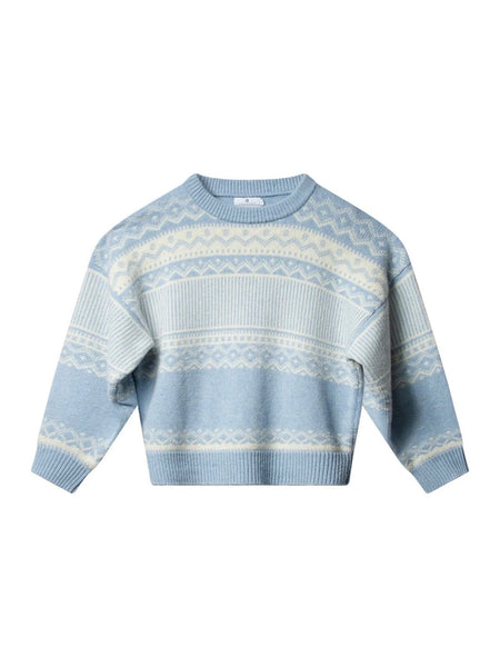 STIRLING strikket ullgenser, Lt Blue/Offwhite