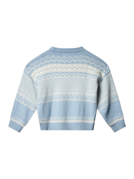STIRLING strikket ullgenser, Lt Blue/Offwhite