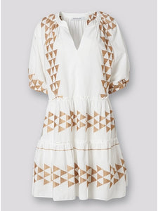 SHORT ARROW DRESS  CHEVRON , WHITE / SAND