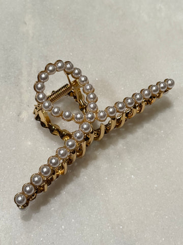 NEW INFINITY hårklype i gull og perler, ALL PEARLS
