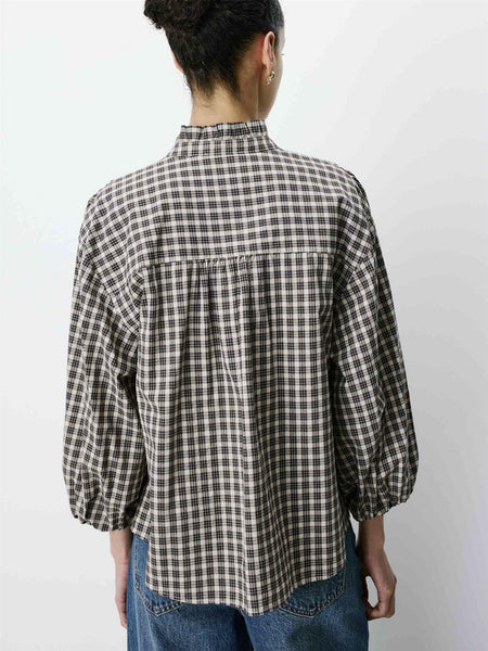 ADELIE rutete bluse, LATTE