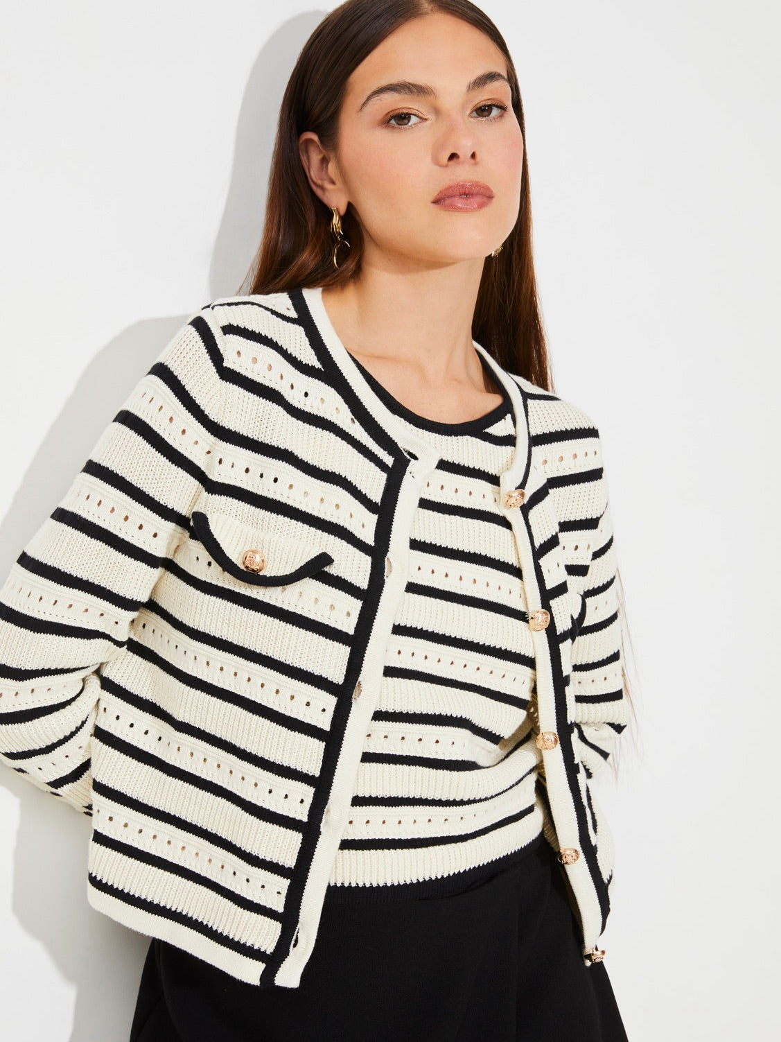 KNITTED GILET GANEO, CREME