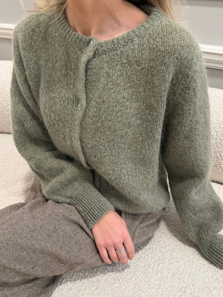IDAIC CARDIGAN i ullblanding - OLIVE