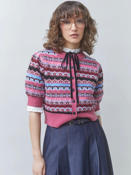 GEMONI Fancy striped cardigan, ROSE