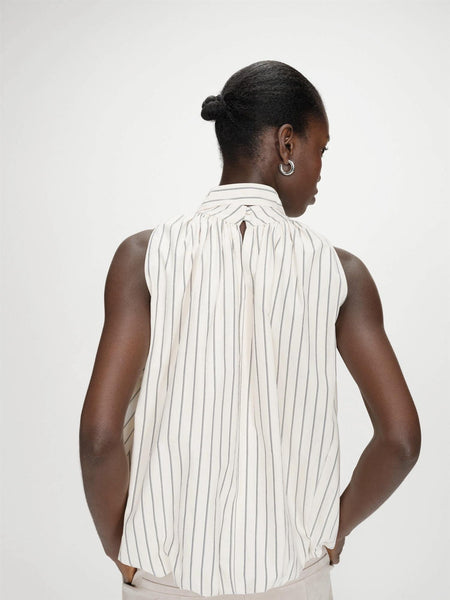 VANYA BALLOON POPLIN TOP,  VANILLE