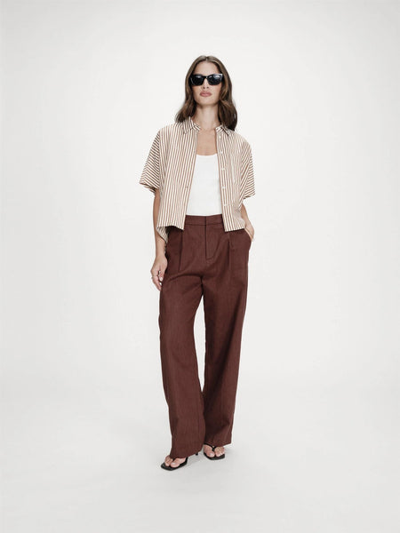VERCIA WIDE STRIPED SHIRT,  MOCHA