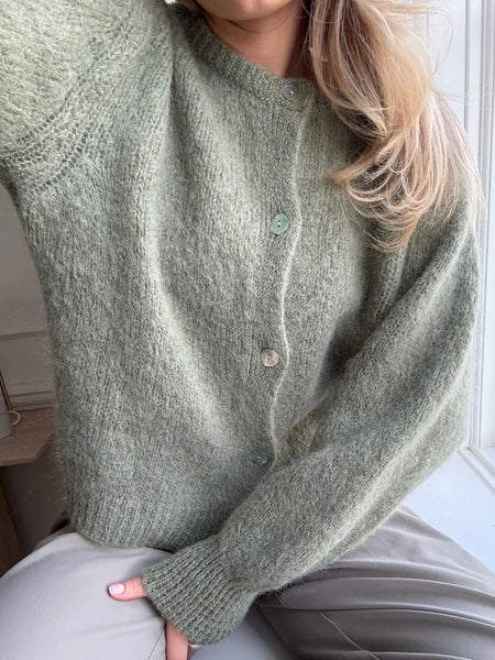 IDAIC CARDIGAN i ullblanding - OLIVE