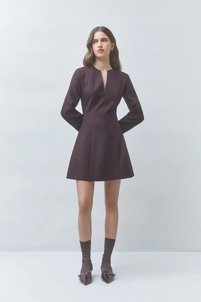 WOVEN ROBE CIRCLE KJOLE, PRUNE