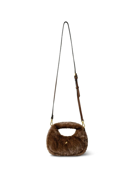 NOELLA PLUSH LITEN VESKE,  DARK BROWN