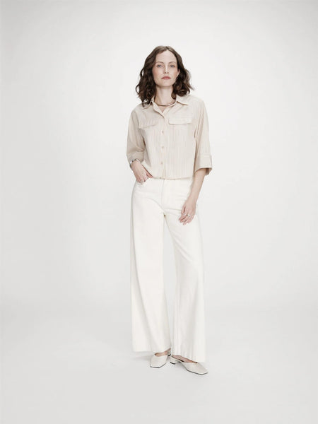 VOICE STRPED SHIRT, SABLE / SAND
