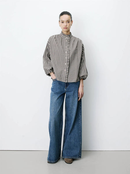 ADELIE rutete bluse, LATTE