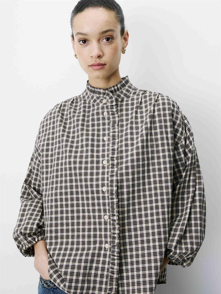ADELIE rutete bluse, LATTE