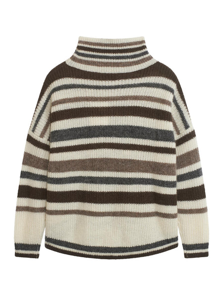 STELLAR høyhalset strikkegenser Offwhite/Brown