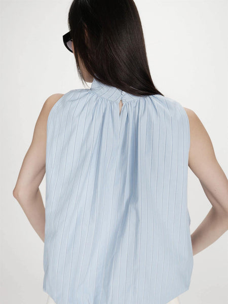 VANYA BALLOON POPLIN TOP,  BLEUET