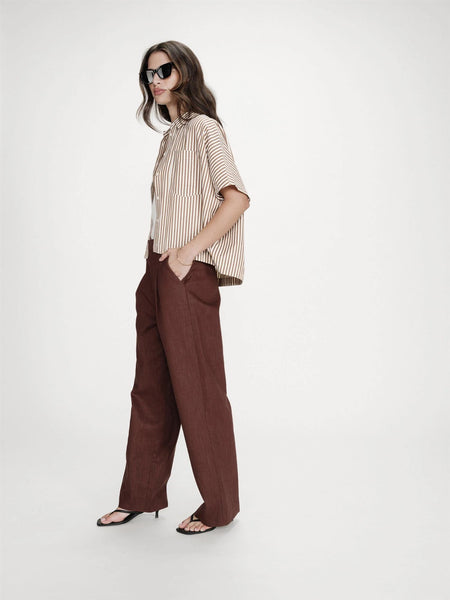 VERCIA WIDE STRIPED SHIRT,  MOCHA