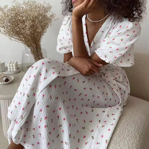 WRAP ME DRESS, PINK FLOWERS