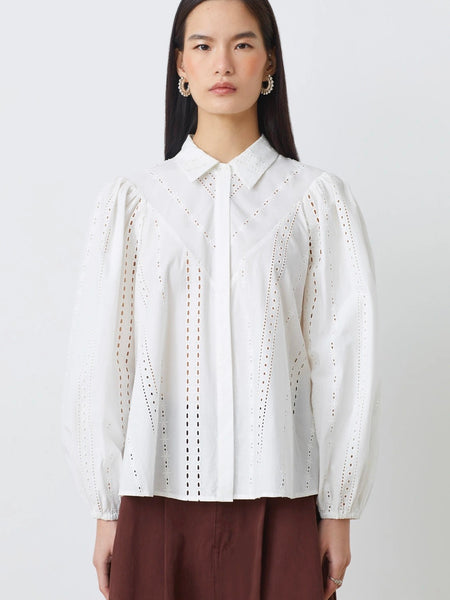 LOUANE  BLOUSE, BLANC CASSE / HVIT