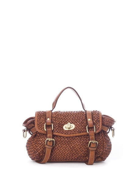 MILLY LEATHER BAG, COGNAC