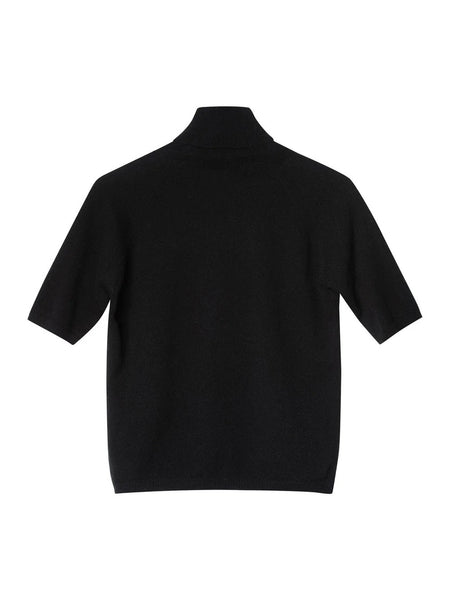 DAVIES høbyhals med kort erm, BLACK