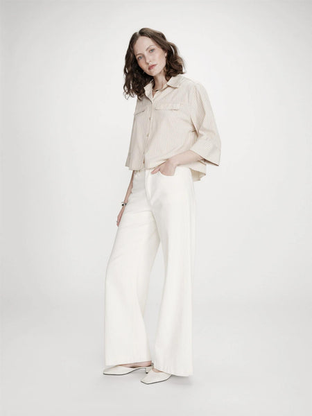 VOICE STRPED SHIRT, SABLE / SAND