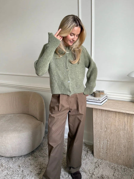 IDAIC CARDIGAN i ullblanding - OLIVE