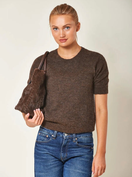 ASPEN PLUSH TOTE,  DARK BROWN