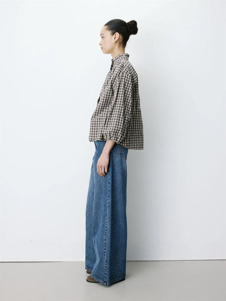 ADELIE rutete bluse, LATTE