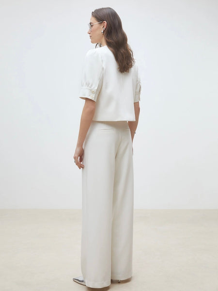 JEWEL Wide-leg flowing pants, BLANC CASSE