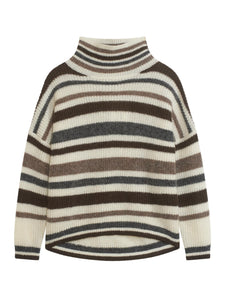STELLAR høyhalset strikkegenser Offwhite/Brown