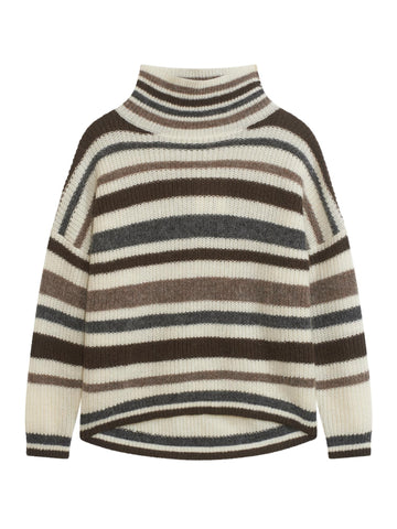 STELLAR høyhalset strikkegenser Offwhite/Brown