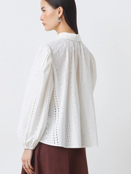 LOUANE  BLOUSE, BLANC CASSE / HVIT