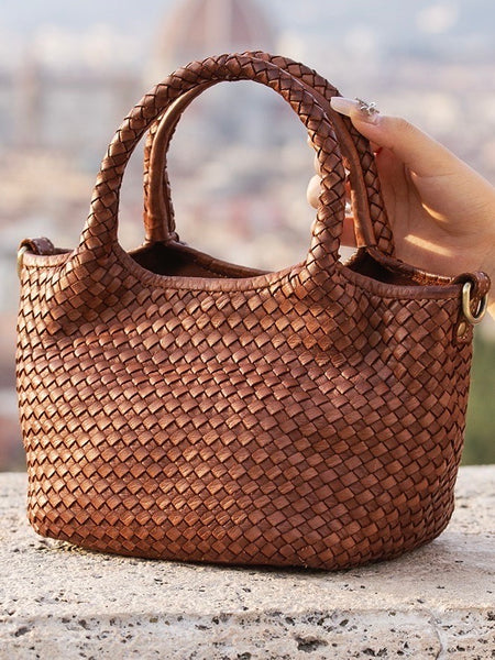 TEODORA LEATHER BAG, COGNAC