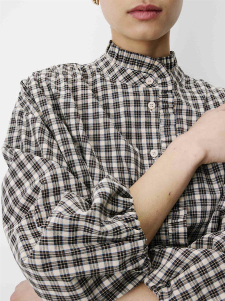 ADELIE rutete bluse, LATTE