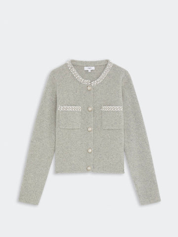 Garvi Cardigan with beaded details, GRIS CHINE / GRÅ