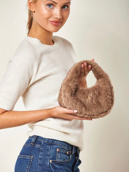 NOELLA PLUSH LITEN VESKE,  BEIGE