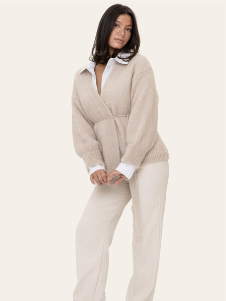 IDAIC WRAP CARDIGAN - BEIGE