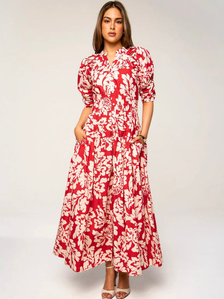 FABIENNE DRESS ROSSO FIORE