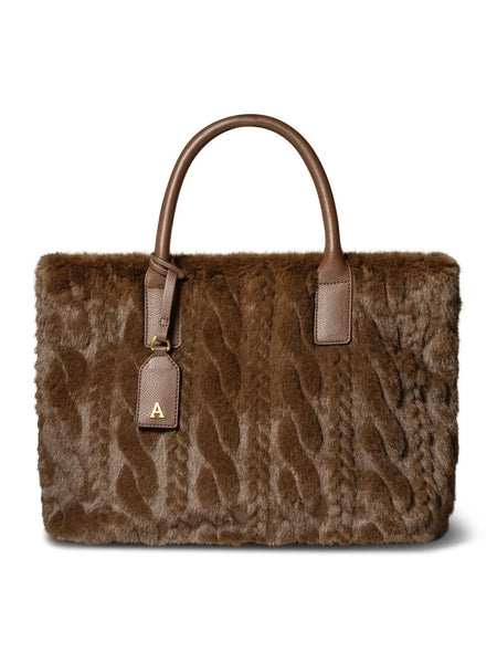ASPEN PLUSH TOTE,  DARK BROWN