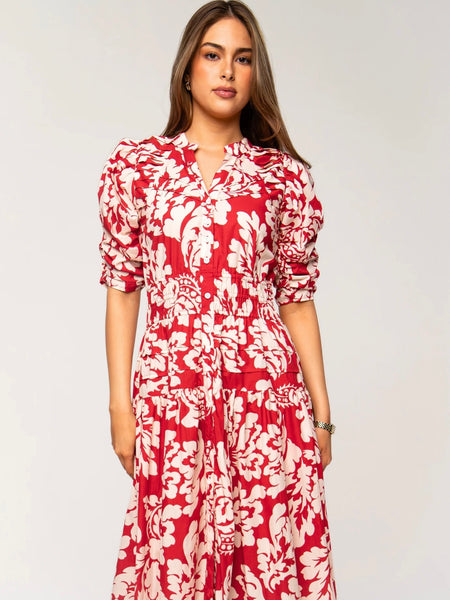 FABIENNE DRESS ROSSO FIORE