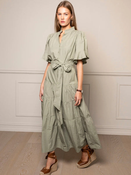 Gaia Dress Sage Poplin