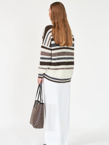 STELLAR høyhalset strikkegenser Offwhite/Brown