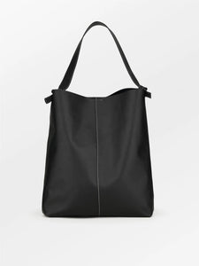 Glossy Mae Leather Shopper Bag - Black