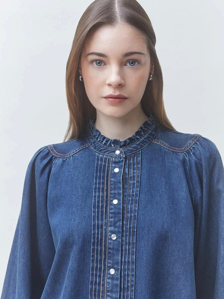 LIZZY Denim fluid blouse, BLEU JEANS