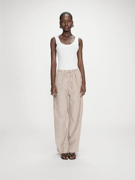 VOLUTE STRIPETE LOOSE PANTS, MOCHA