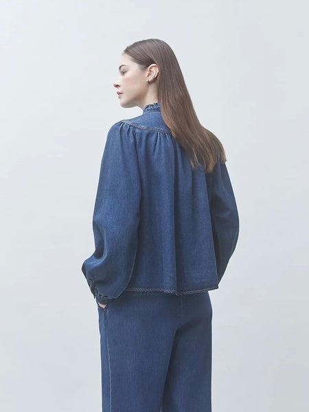 LIZZY Denim fluid blouse, BLEU JEANS