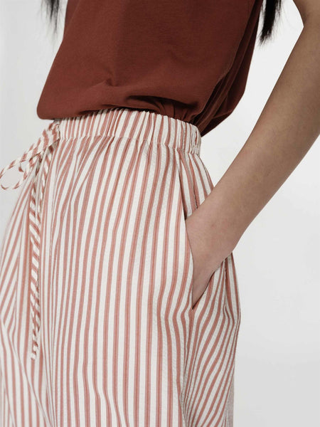 VOLUTE STRIPETE LOOSE PANTS, CORAIL