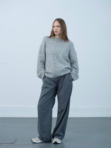 Magalie LGT GREY MELANGE oversized strikke genser