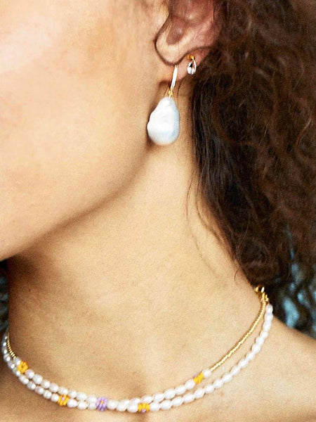 White raindrop earrings