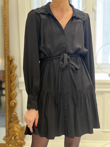 WOVEN ROBE CHARLY, NOIR