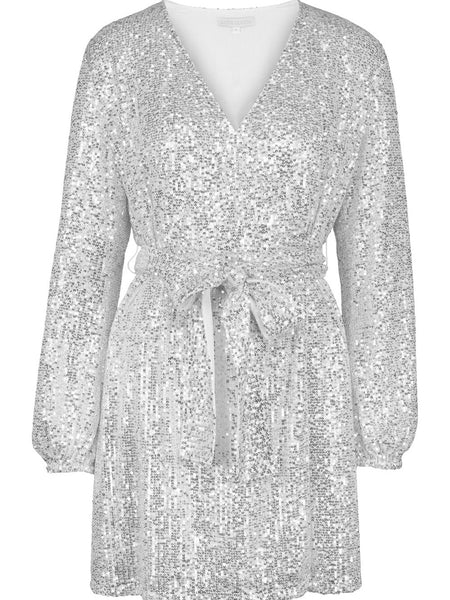 Adeline Mini Dress Silver Sequins